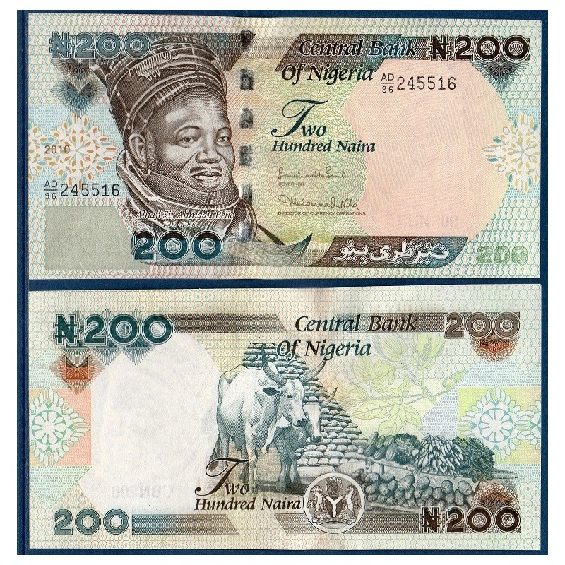 Nigeria P.29i, Neuf, Billet de 200 Naira 2010 Ahmadu Bello