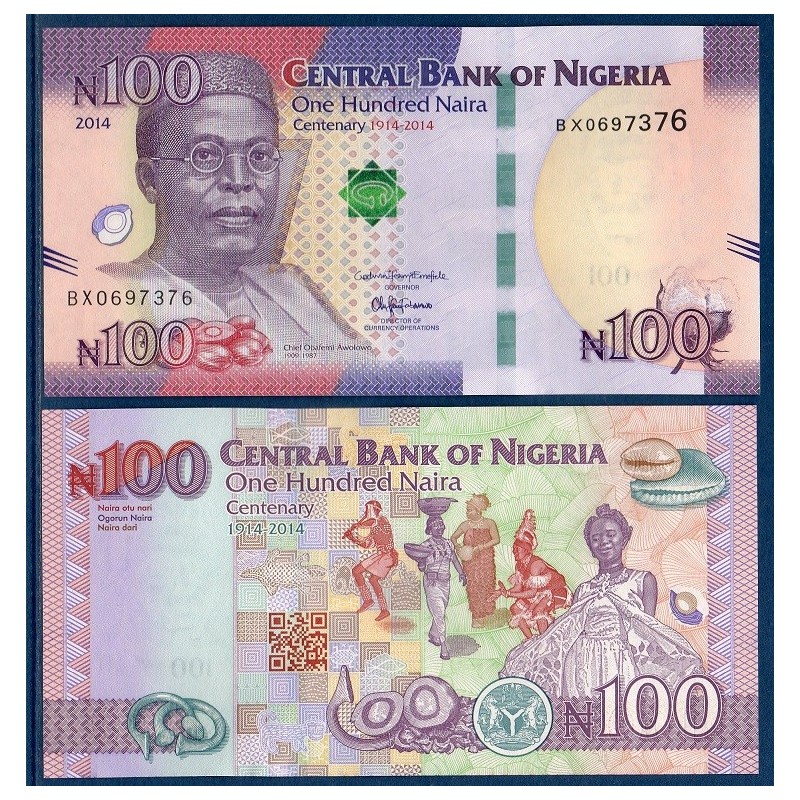 Nigeria Pick N°41, Billet de Banque de 100 Naira 2014