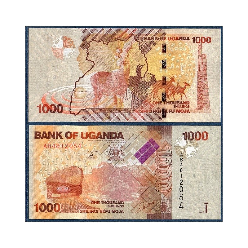 Ouganda Pick N°49a, Billet de banque de 1000 Shillings 2010