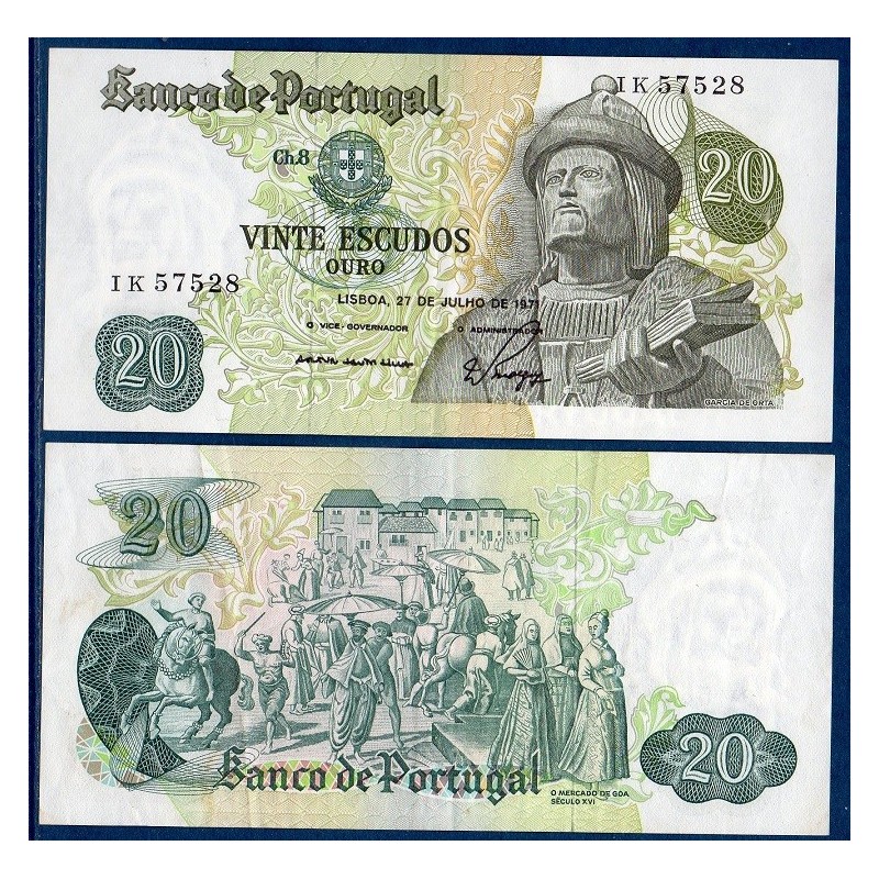 Portugal Pick N°173, TTB Billet de banque de 20 Escudos 1971