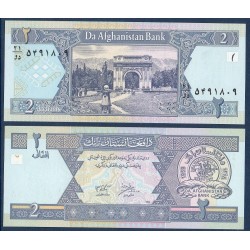 Afghanistan P.65a, Neuf, Billet de 2 afghanis 2002 Taq-e Zafar