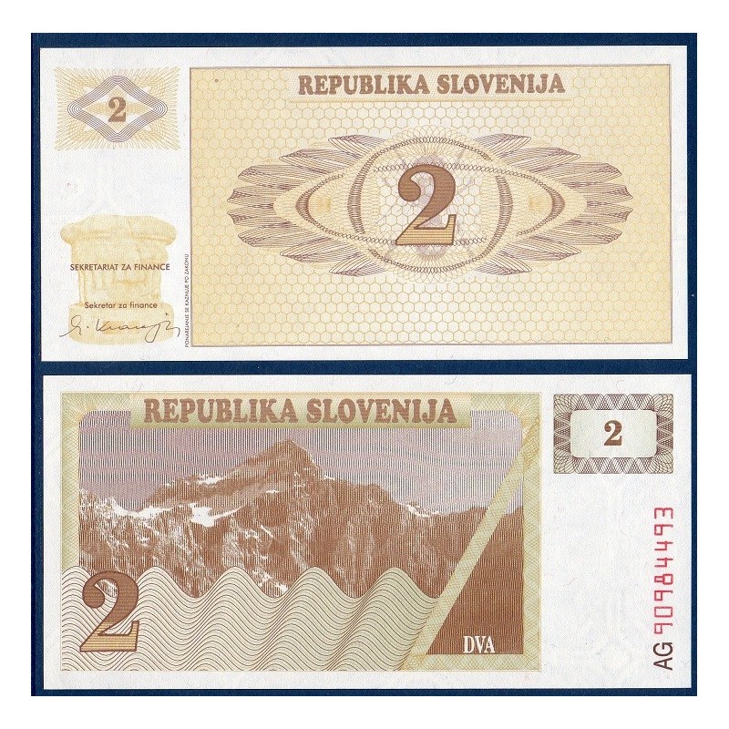 Slovénie P.2a, Neuf, Billet de 2 Tollarjev 1990 Abeille