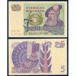 Suède Pick N°51d, Billet de banque de 5 Kronor 1977-1981