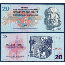 Tchécoslovaquie Pick N°92a, Billet de banque de 20 Korun 1970-1971