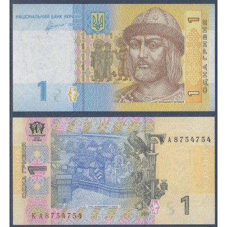 Ukraine P.116Ab, neuf Billet de 1 Hryvnia 2011 Prince Vladimir