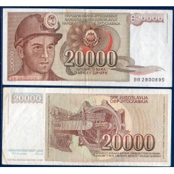 Yougoslavie P.95, TTB Billet de 20000 Dinara 1987 mineur