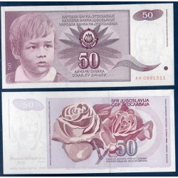 Yougoslavie P.104, neuf Billet de 50 Dinara 1990 enfant