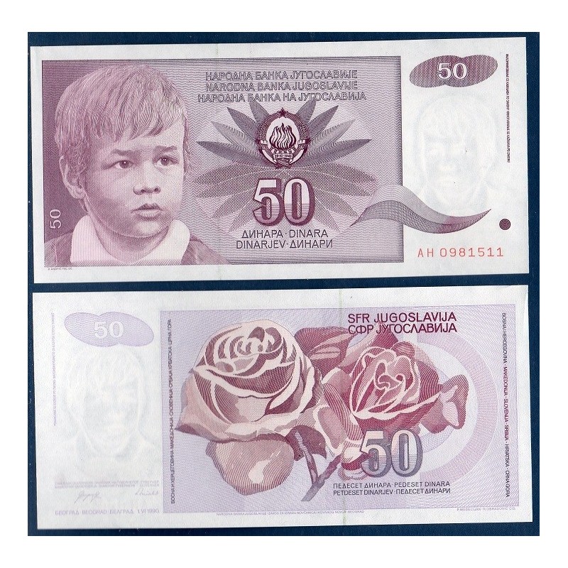 Yougoslavie P.104, neuf Billet de 50 Dinara 1990 enfant