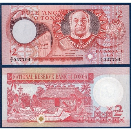 Tonga P.32d, neuf Billet de 2 Pa'anga 1995 Taufa'ahau IV Tupou