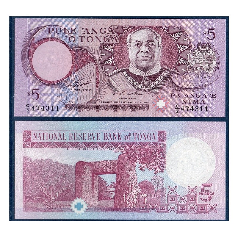 Tonga P.33c, neuf Billet de 5 Pa'anga 1995  Taufa'ahau IV Tupou