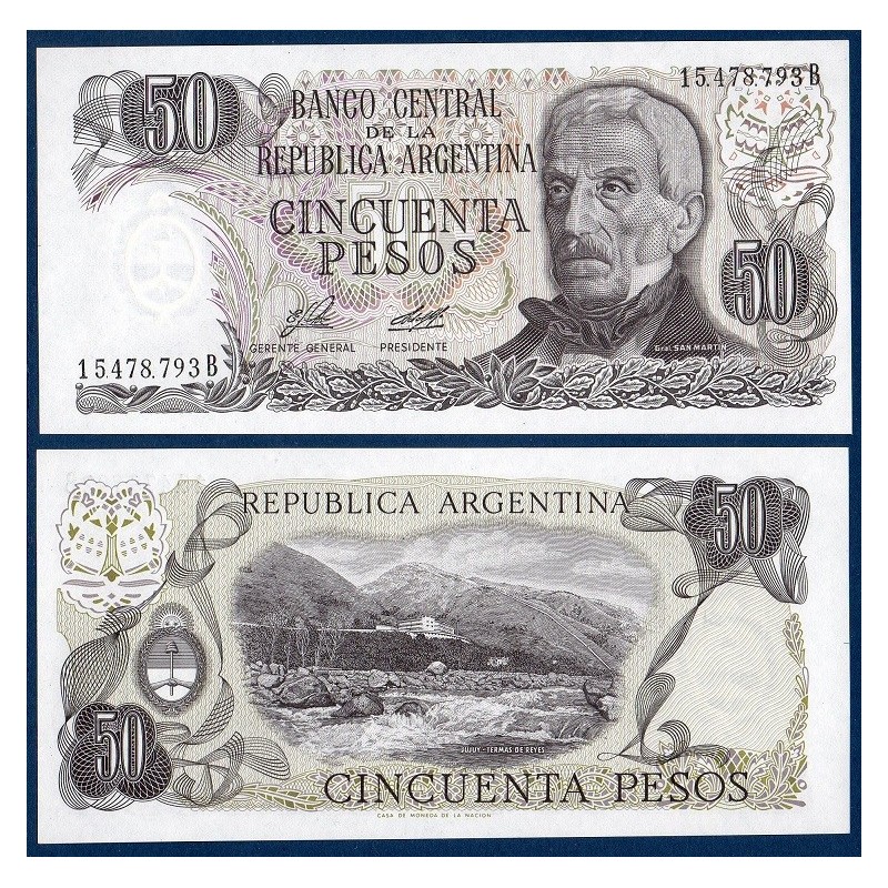 Argentine P.301a, neuf Billet de 50 Pesos 1976 Jujuy