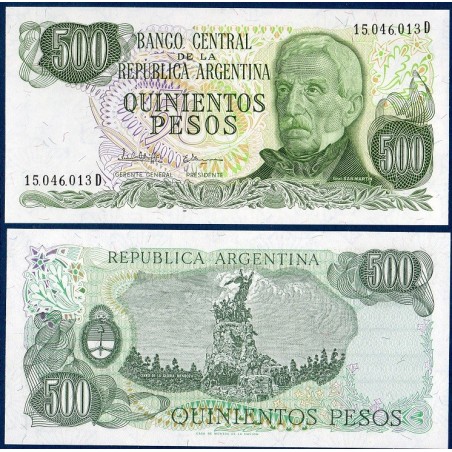 Argentine P.303c, neuf Billet de 500 Pesos 1974-1982 Mendoza