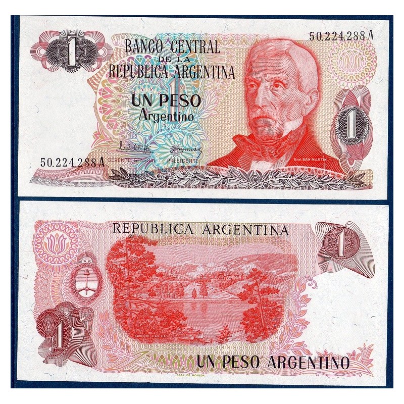 Argentine P.311a, neuf Billet de 1 Peso 1983-1984 Llao-Llao