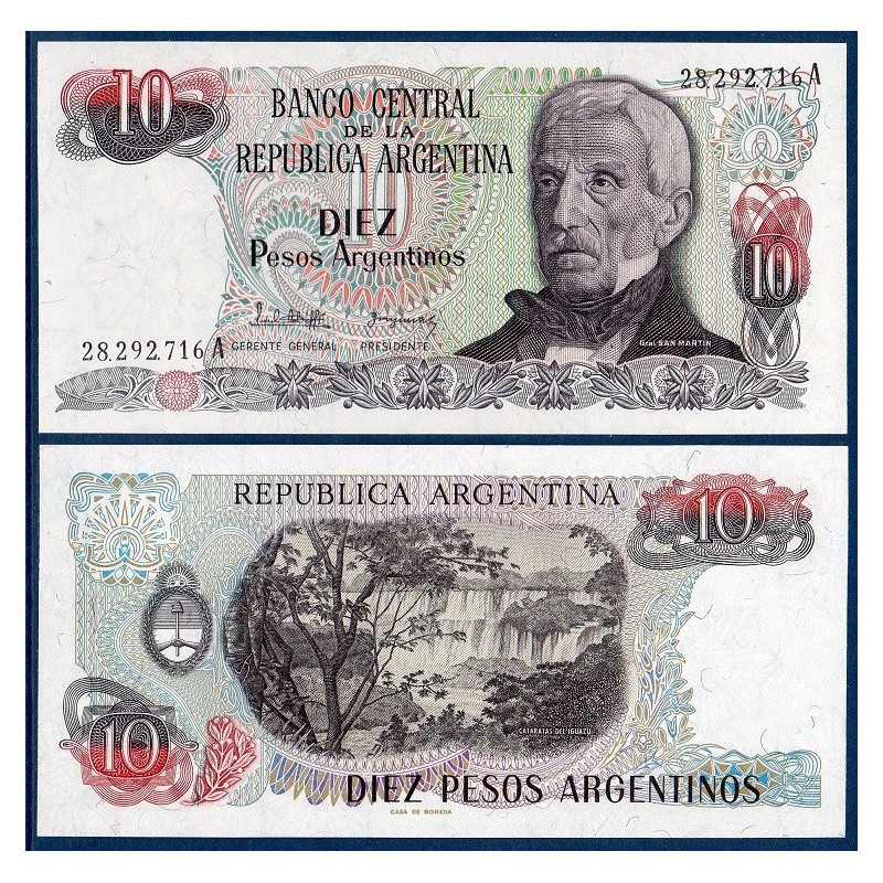 Argentine P.313a, neuf Billet de 10 Pesos 1983-1984 Misiones