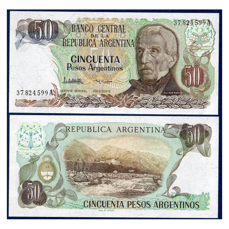 Argentine P.314a, neuf Billet de 50 Pesos 1983-1985 Jujuy