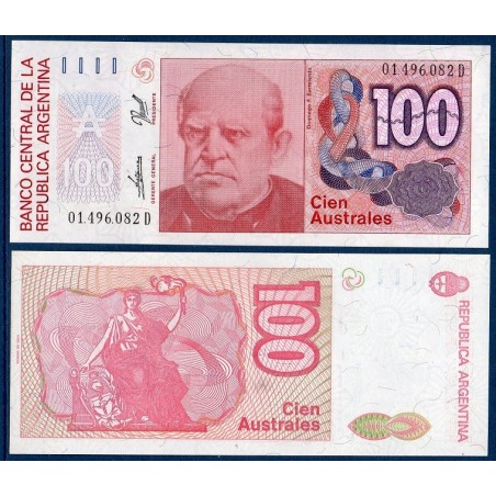 Argentine P.327c, neuf Billet de 100 Australes 1985-1990 Domingo Sarmiento