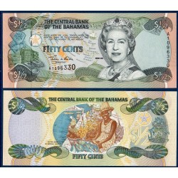 Bahamas P.68, Neuf Billet de 1/2 dollar 50 cents 2001 marché Nassau