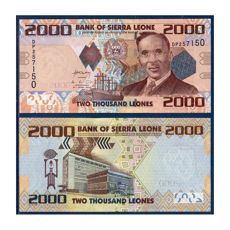 Sierra Leone P.31, Neuf, Billet de 2000 leones 2010 Wallace-Johnson