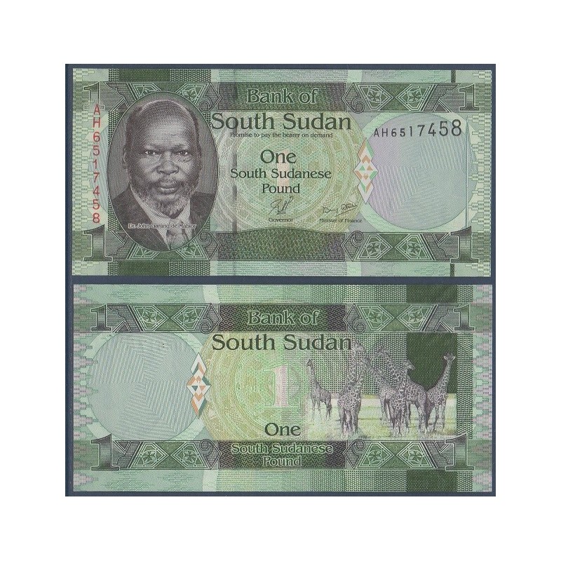 Sud Soudan P.5, Neuf, Billet de 1 Pound 2011 Girafes