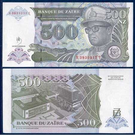 Zaire P.63a, Neuf, Billet de 500 Nouveaux Zaires 1994 Kinshasa