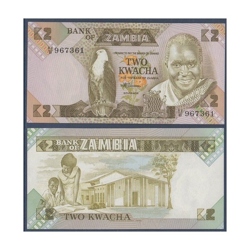 Zambie P.24c, Neuf, Billet de 2 Kwacha 1980-1988 Enseignement