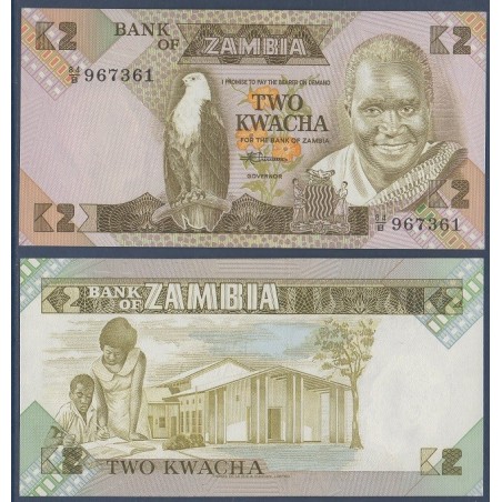 Zambie P.24c, Neuf, Billet de 2 Kwacha 1980-1988 Enseignement