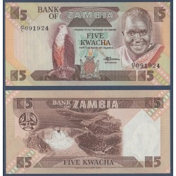 Zambie P.25d, Neuf, Billet de 5 Kwacha 1980-1988 Barrage