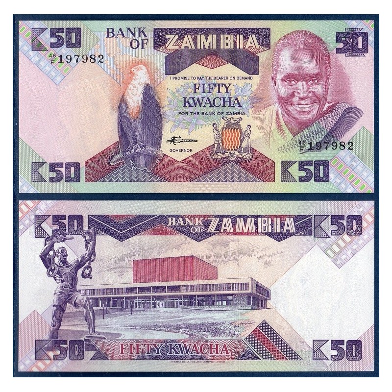 Zambie P.28a, Neuf, Billet de 50 Kwacha 1986-1988 Liberté