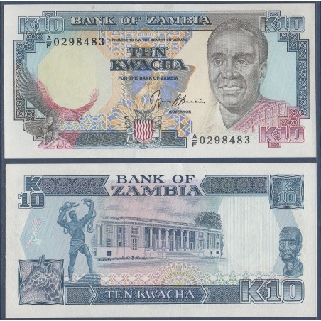 Zambie P.31b, Neuf, Billet de 10 Kwacha 1989-1991 Girafe