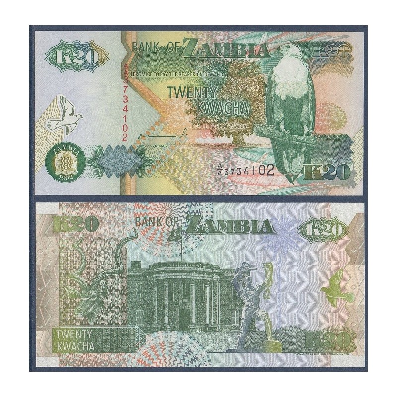 Zambie P.36a, Neuf, Billet de 20 Kwacha 1992 Koudou