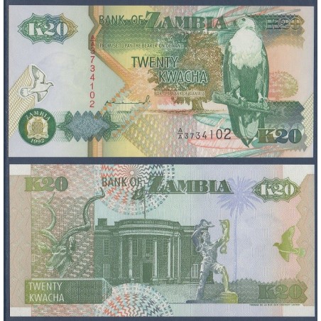 Zambie P.36a, Neuf, Billet de 20 Kwacha 1992 Koudou