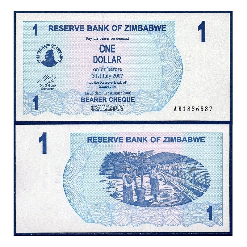 Zimbabwe P.37, Neuf, Billet de 1 Dollar 2006 Villageois