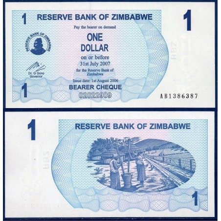 Zimbabwe P.37, Neuf, Billet de 1 Dollar 2006 Villageois