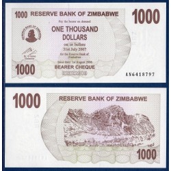 Zimbabwe P.44, Neuf, Billet de 1000 Dollars 2006 Brun