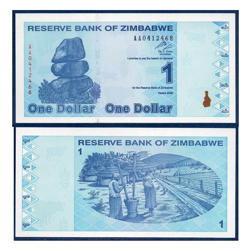 Zimbabwe Pick N°92, Billet de banque de 1 Dollar 2009