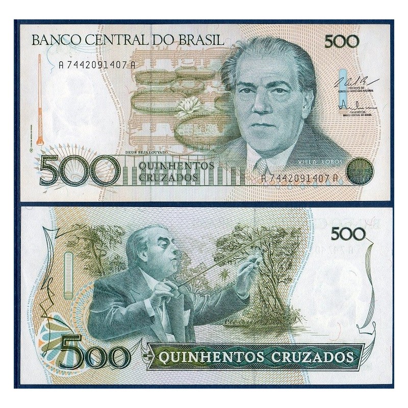 Bresil P.212c, neuf Billet de 500 Cruzados 1987 Heitor Villa Lobos