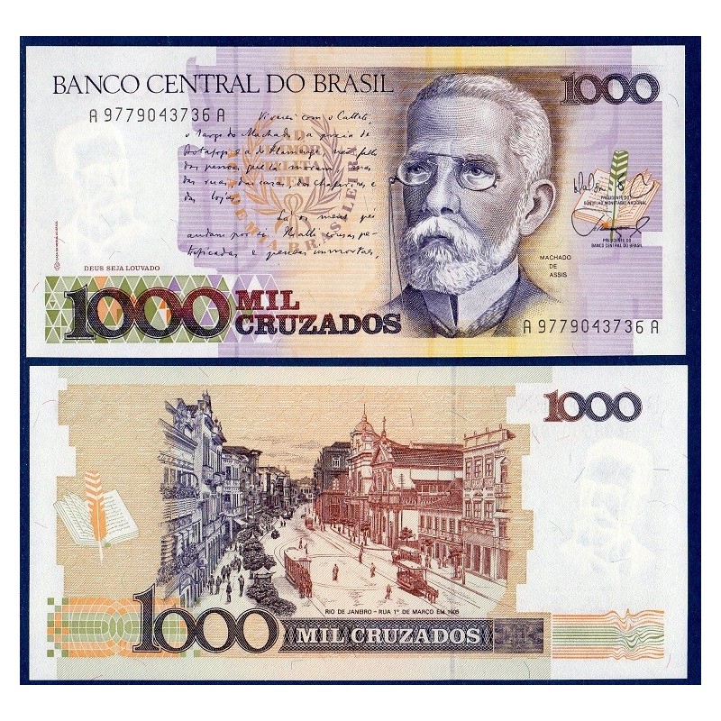 Bresil P.213b, neuf Billet de 1000 Cruzados 1988 Joaquim Assis