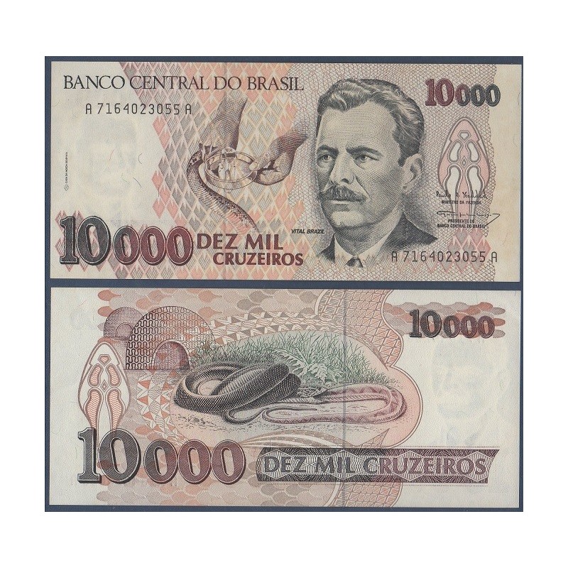 Bresil P.233c, neuf Billet de 10000 Cruzeiros 1993 Vital Brazil