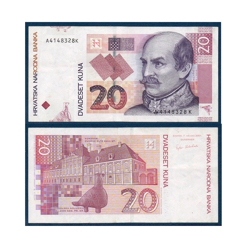 Croatie P.39a, TTB Billet de 20 Kuna 2001 Josip Jelacic