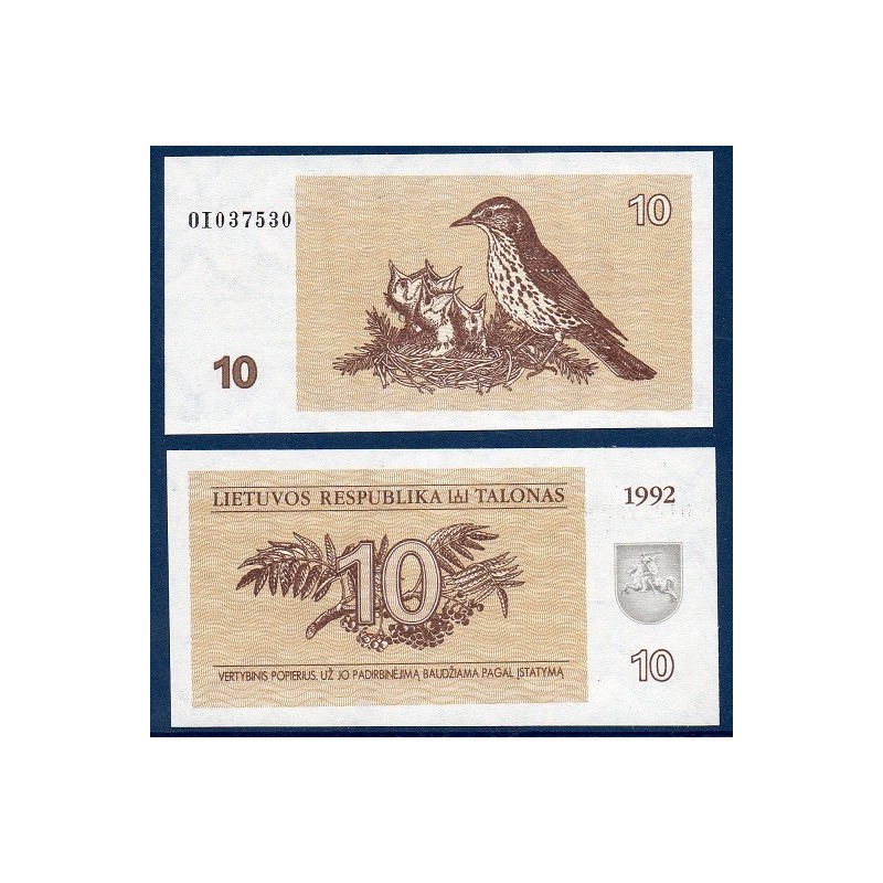 Lituanie Pick N°40, Billet de banque de 10 Talonas 1992