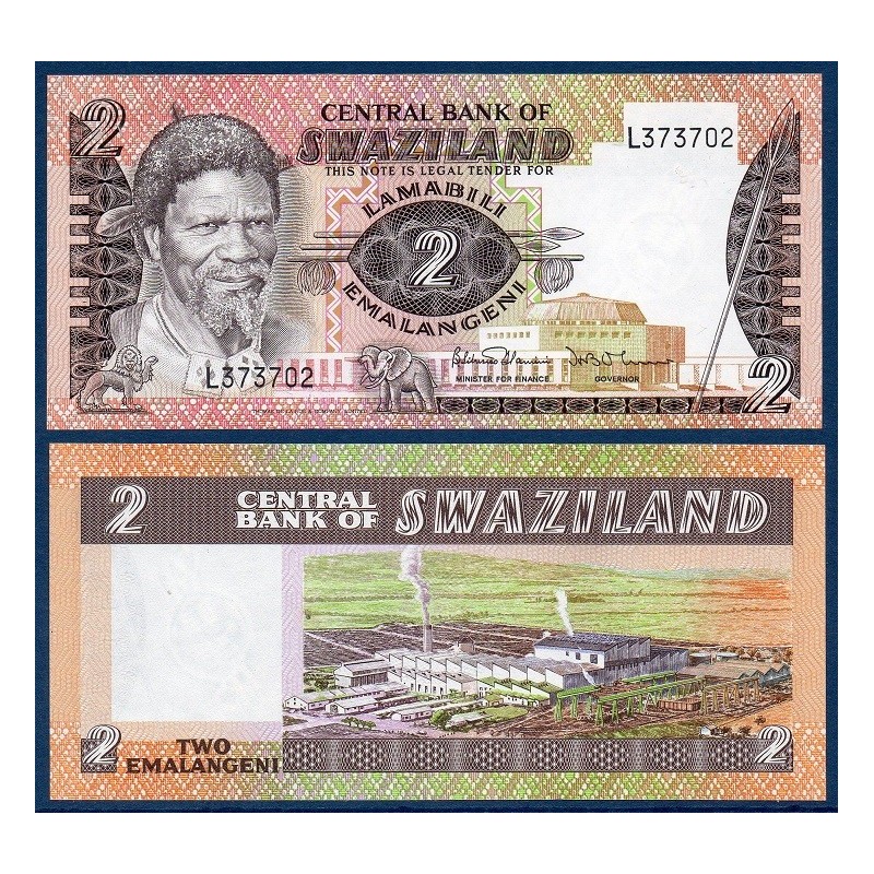 Swaziland P.8b, Neuf, Billet de 2 emalangénie 1984 Raffinerie