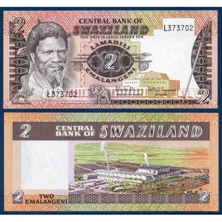 Swaziland P.8b, Neuf, Billet de 2 emalangénie 1984 Raffinerie