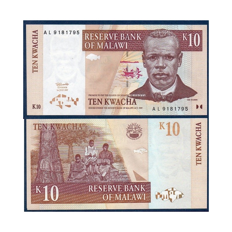 Malawi Pick N°37, Billet de banque de 10 kwatcha 1997