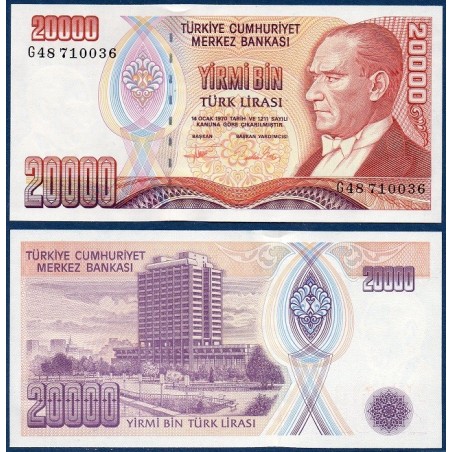 Turquie P.202, Billet de 20000 Lira 1995-1997 Ankara