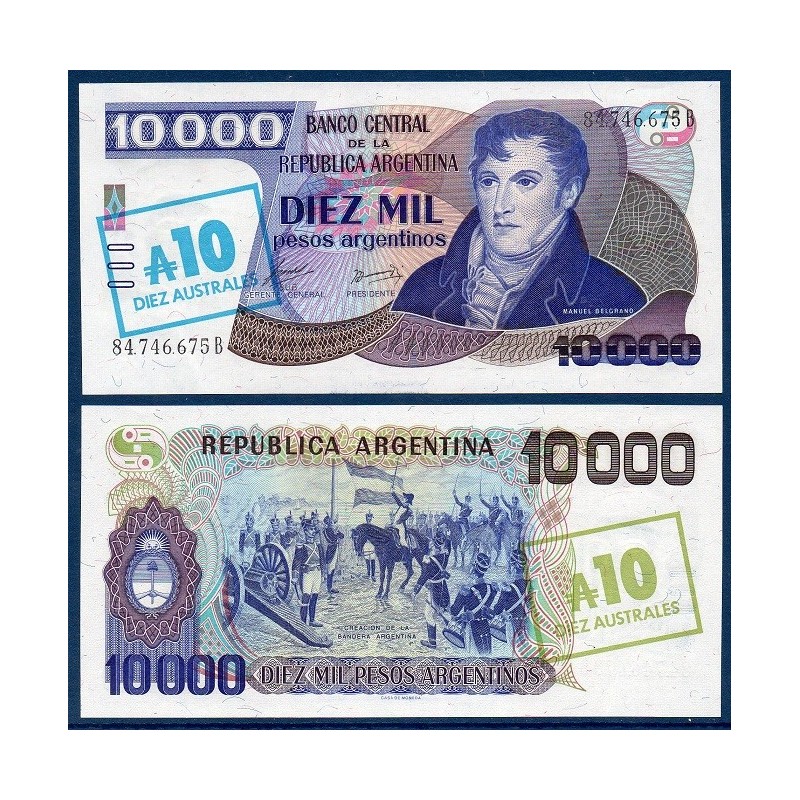 Argentine P.322c, neuf Billet de 10 Australes 1985 Creacion de la Bandera