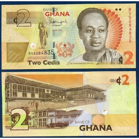 Ghana P.37Ad, Neuf, Billet de 2 Cedis 2015 Nkrumah