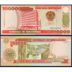 Mozambique Pick N°139, Billet de banque de 100000 meticais 1993