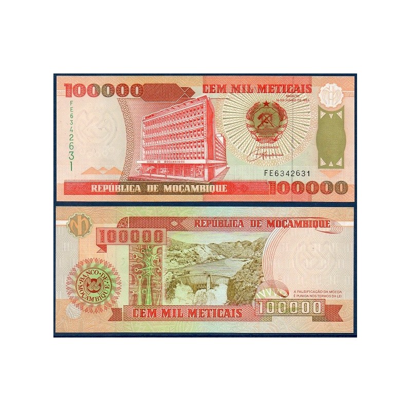 Mozambique Pick N°139, Billet de banque de 100000 meticais 1993