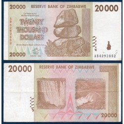 Zimbabwe P.73a, TTB, Billet de 20000 Dollars 2008 Barrage