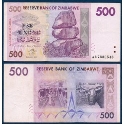 Zimbabwe P.70, TTB, Billet de 500 Dollars 2007 Bovins